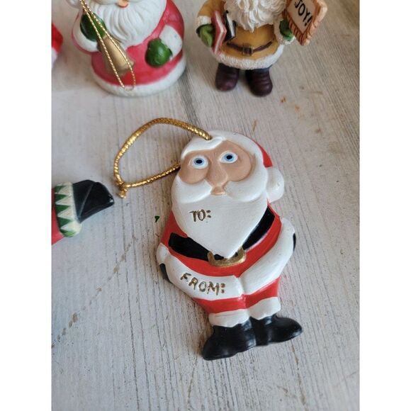 Santa Claus Bell knit face variety ornament set Xmas Joy - Picture 6 of 8